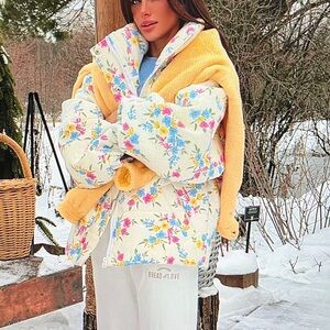 Floral Women's Jacket with Yellow Accents